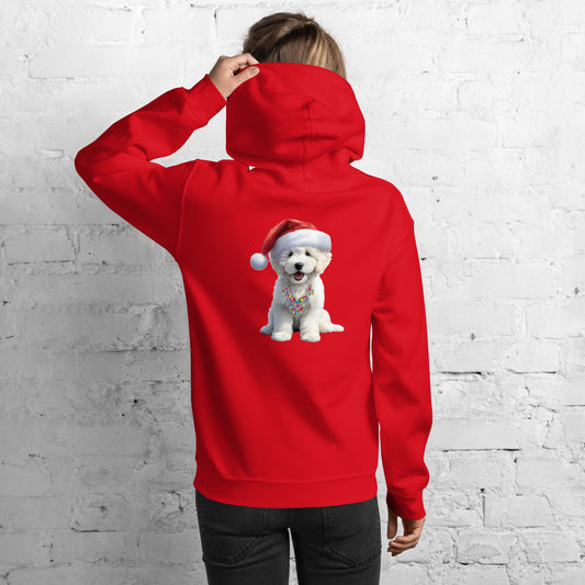 White Santa Doodle Puppy Heavy Blend Unisex Hooded Sweatshirt