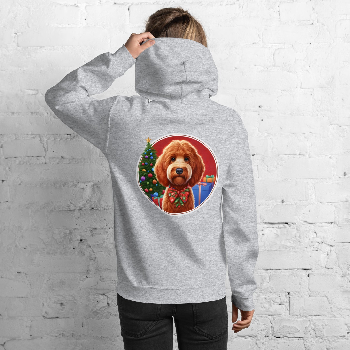 Red Christmas Doodle Unisex Heavy Blend Hooded Sweatshirt