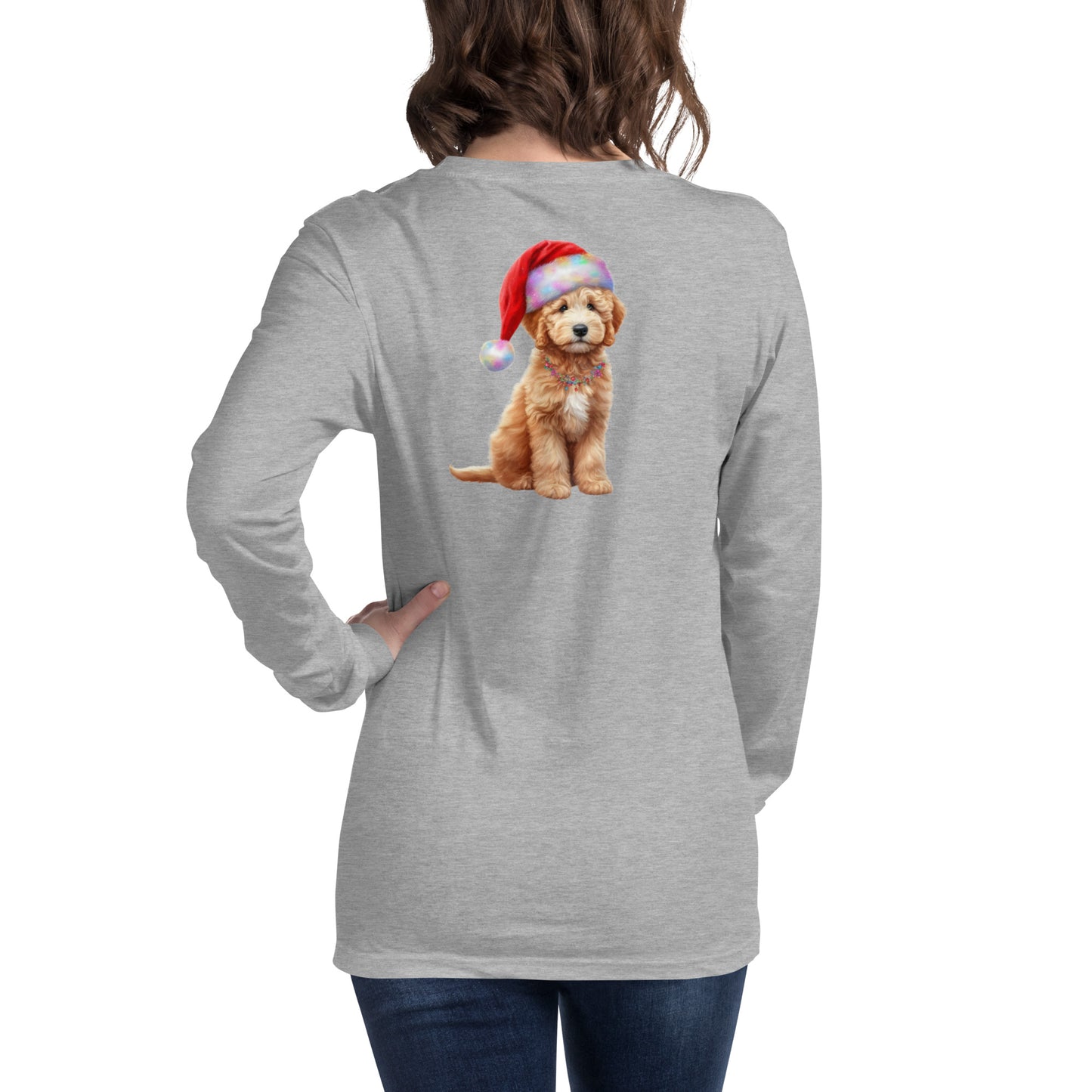 Santa Doodle Puppy Unisex Long Sleeve T Shirt