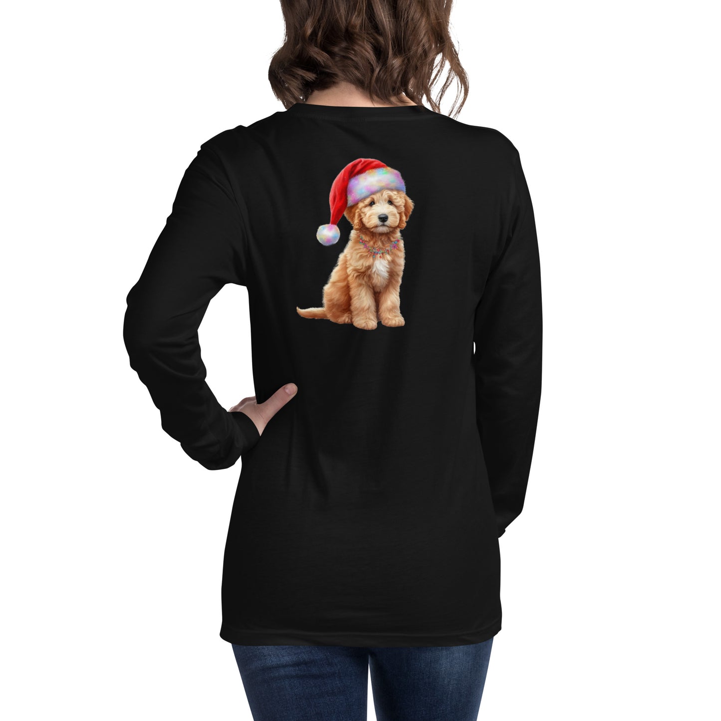 Santa Doodle Puppy Unisex Long Sleeve T Shirt