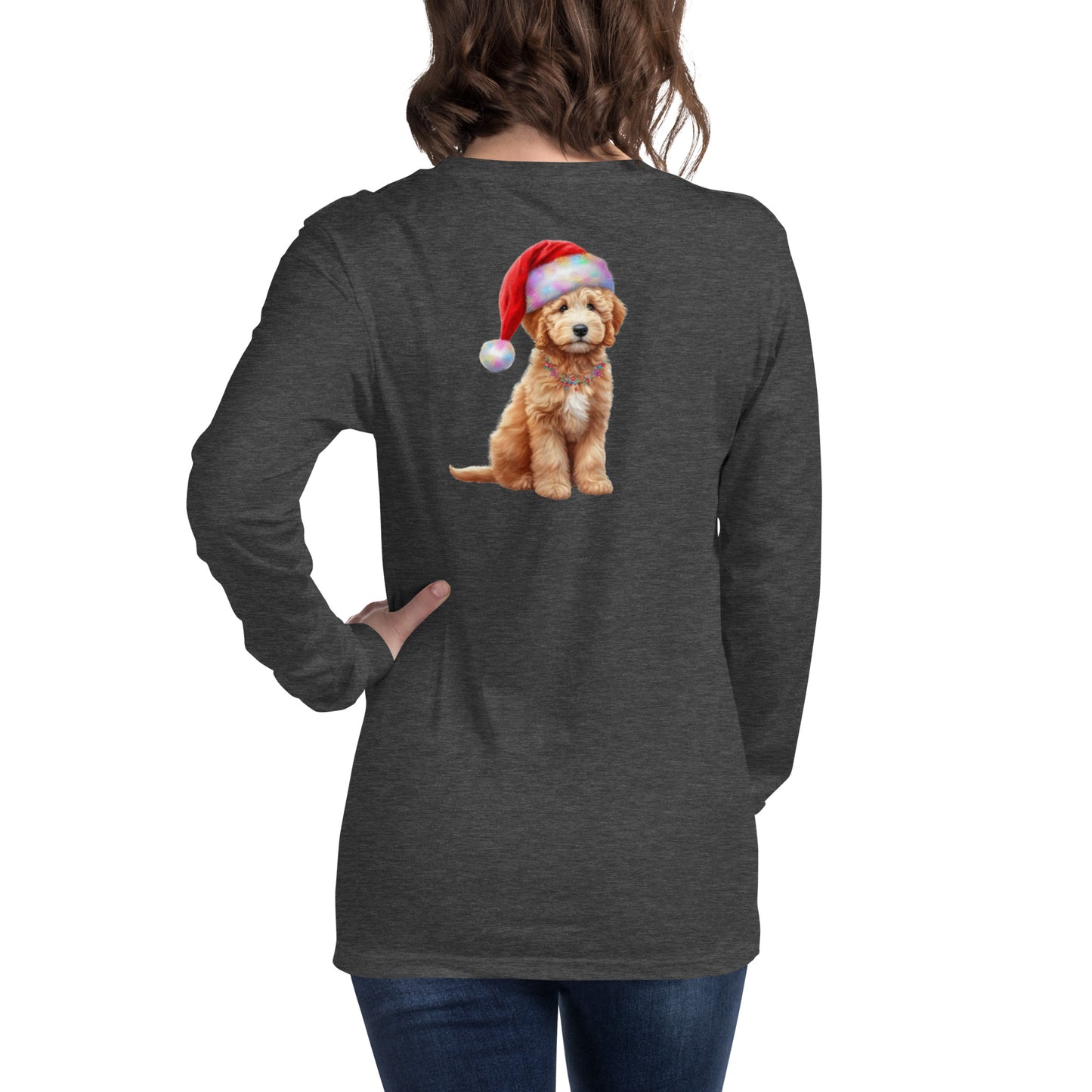 Santa Doodle Puppy Unisex Long Sleeve T Shirt