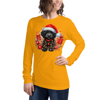 Black Christmas Doodle - Adult Unisex Long Sleeve Bella + Canvas T Shirt