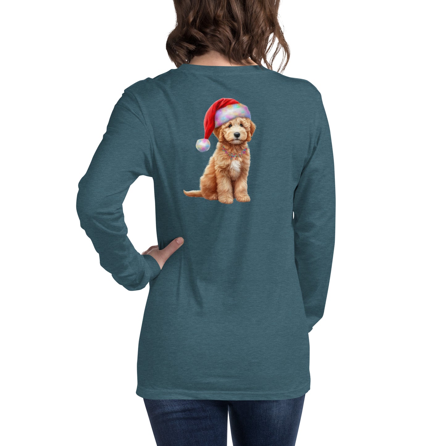 Santa Doodle Puppy Unisex Long Sleeve T Shirt