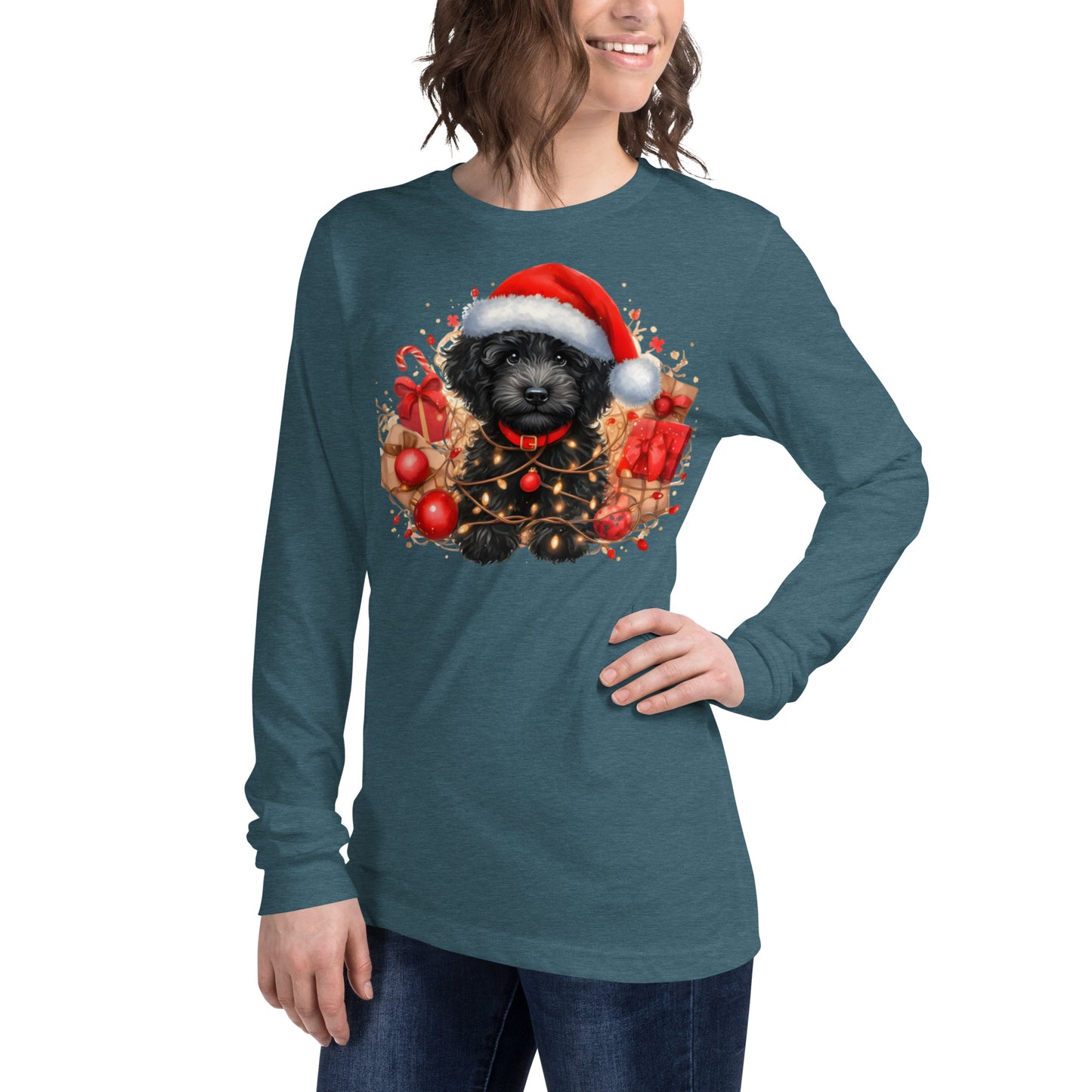 Black Christmas Doodle - Adult Unisex Long Sleeve Bella + Canvas T Shirt