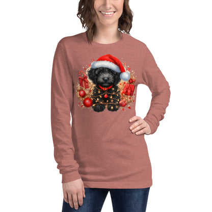 Black Christmas Doodle - Adult Unisex Long Sleeve Bella + Canvas T Shirt