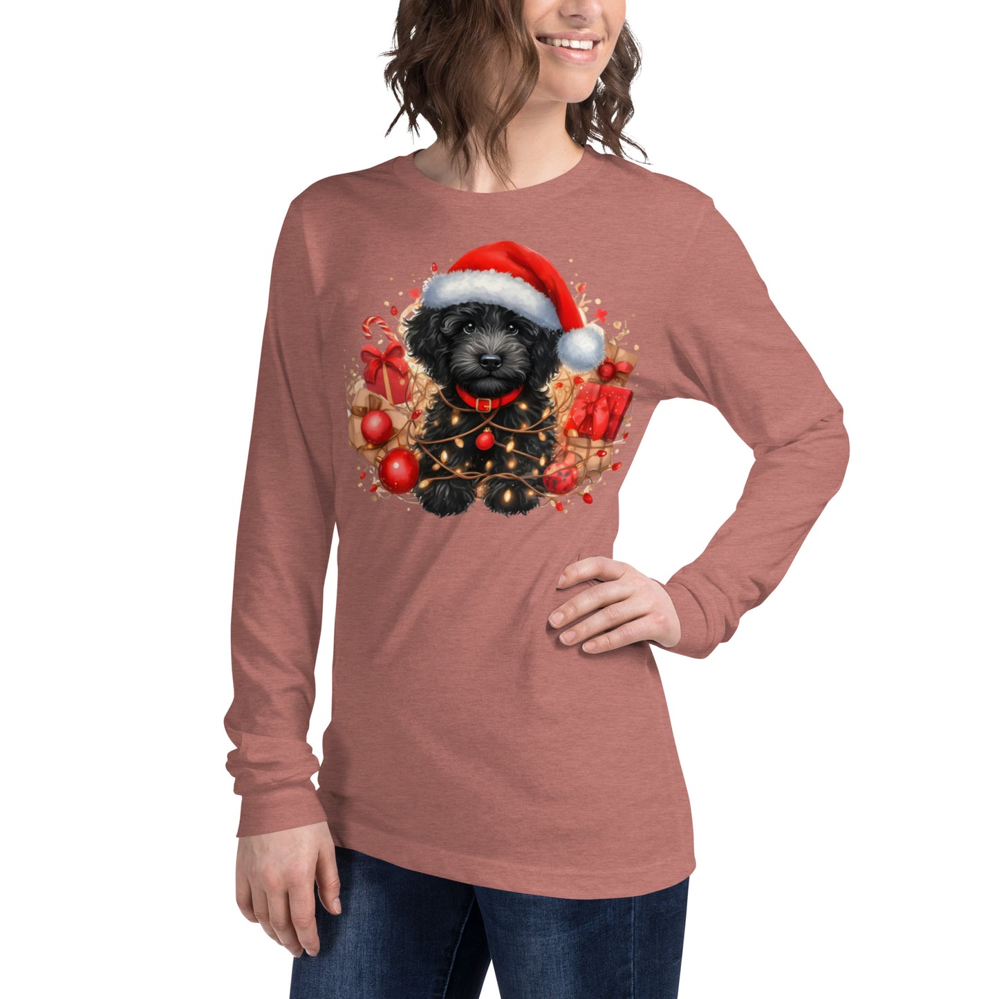 Black Christmas Doodle - Adult Unisex Long Sleeve Bella + Canvas T Shirt