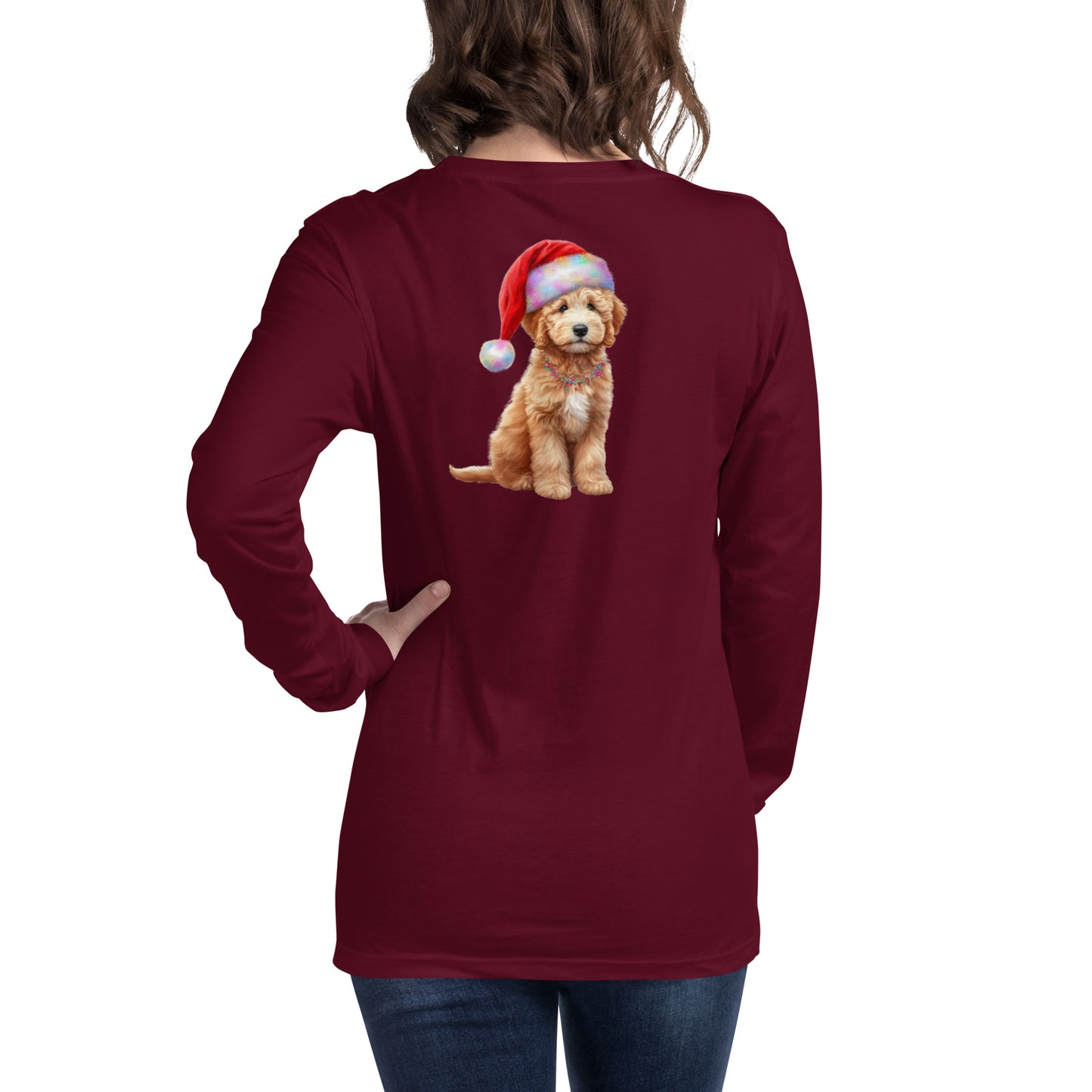 Santa Doodle Puppy Unisex Long Sleeve T Shirt