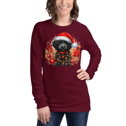 Black Christmas Doodle - Adult Unisex Long Sleeve Bella + Canvas T Shirt