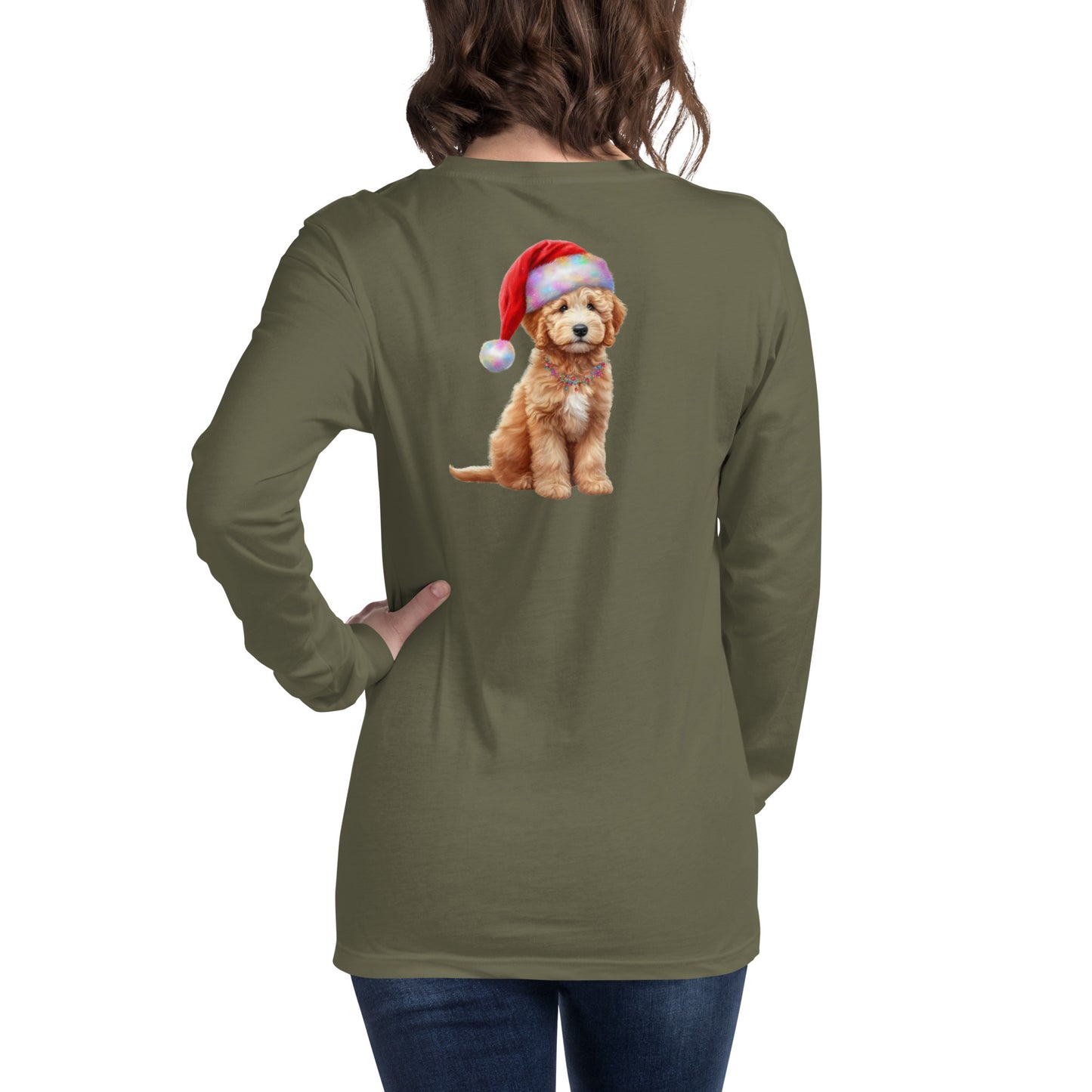 Santa Doodle Puppy Unisex Long Sleeve T Shirt