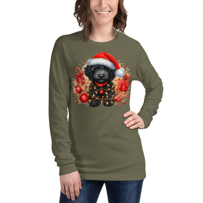 Black Christmas Doodle - Adult Unisex Long Sleeve Bella + Canvas T Shirt