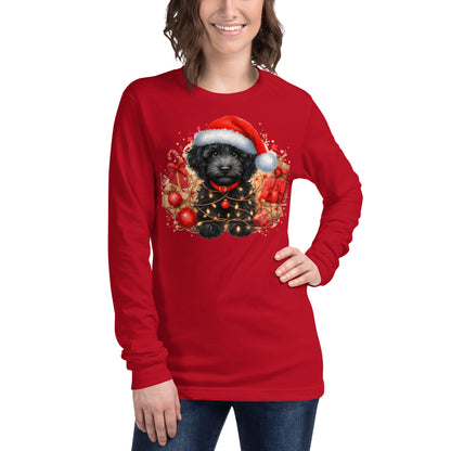 Black Christmas Doodle - Adult Unisex Long Sleeve Bella + Canvas T Shirt