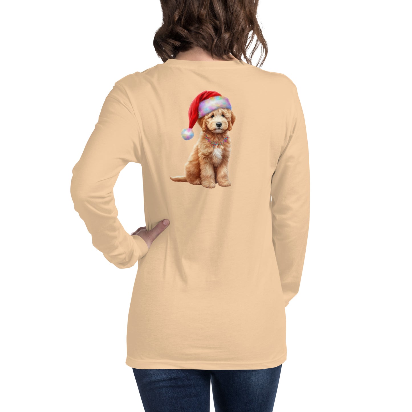 Santa Doodle Puppy Unisex Long Sleeve T Shirt