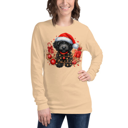 Black Christmas Doodle - Adult Unisex Long Sleeve Bella + Canvas T Shirt