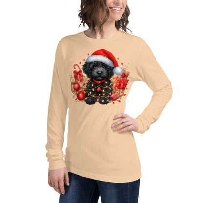 Black Christmas Doodle - Adult Unisex Long Sleeve Bella + Canvas T Shirt