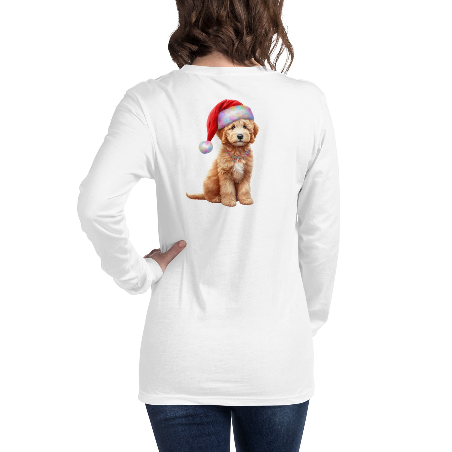 Santa Doodle Puppy Unisex Long Sleeve T Shirt