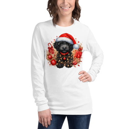 Black Christmas Doodle - Adult Unisex Long Sleeve Bella + Canvas T Shirt