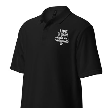 Life is Good Goldendoodle Embroidered Unisex Pique Polo Shirt