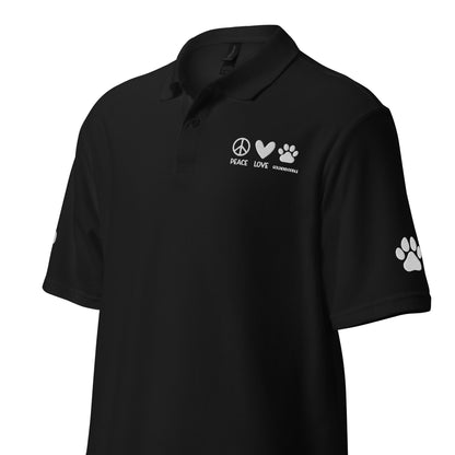 Peace Love Goldendoodle - Paws on the Sleeves - Embroidered Unisex Pique Polo Shirt