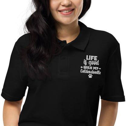 Life is Good Goldendoodle Embroidered Unisex Pique Polo Shirt