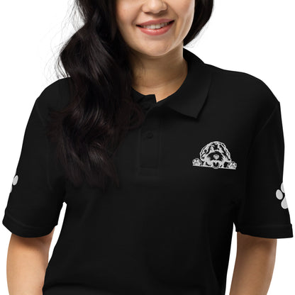 Doodle Embroidered - Paw Prints on Sleeves - Unisex Pique Polo Shirt