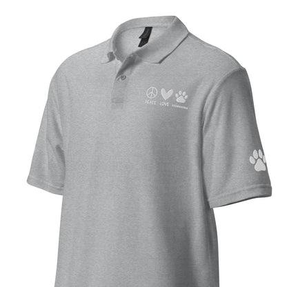 Peace Love Goldendoodle - Paws on the Sleeves - Embroidered Unisex Pique Polo Shirt