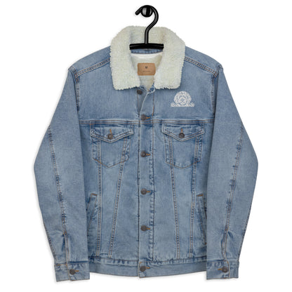 Doodle Embroidered Unisex Denim Sherpa Jacket