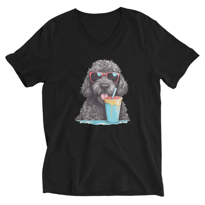 Black Doodle Unisex Short Sleeve V Neck T Shirt