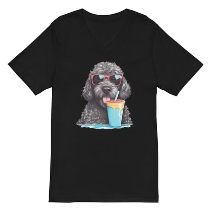 Black Doodle Unisex Short Sleeve V Neck T Shirt