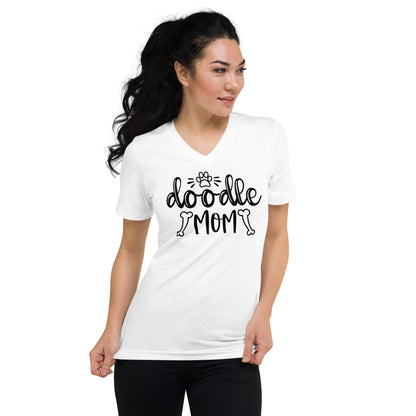 Doodle Mom Short Sleeve V Neck T Shirt