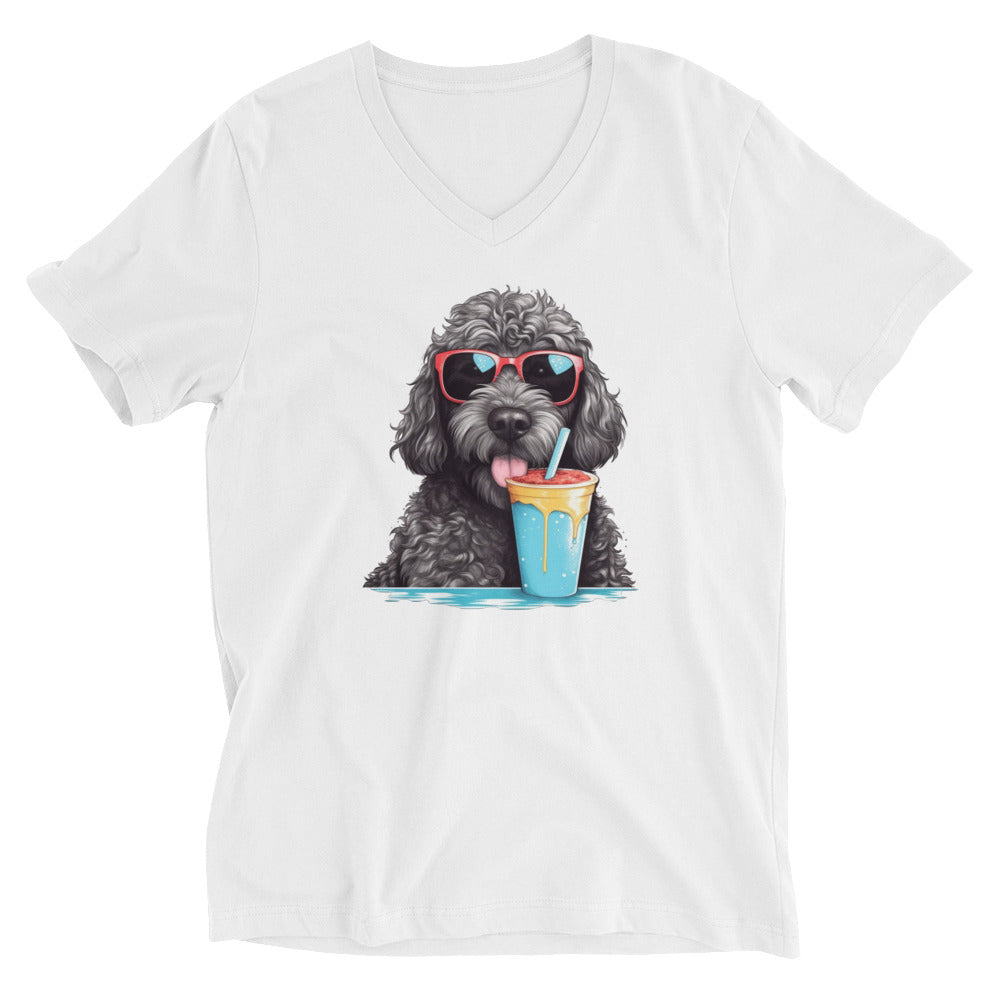 Black Doodle Unisex Short Sleeve V Neck T Shirt