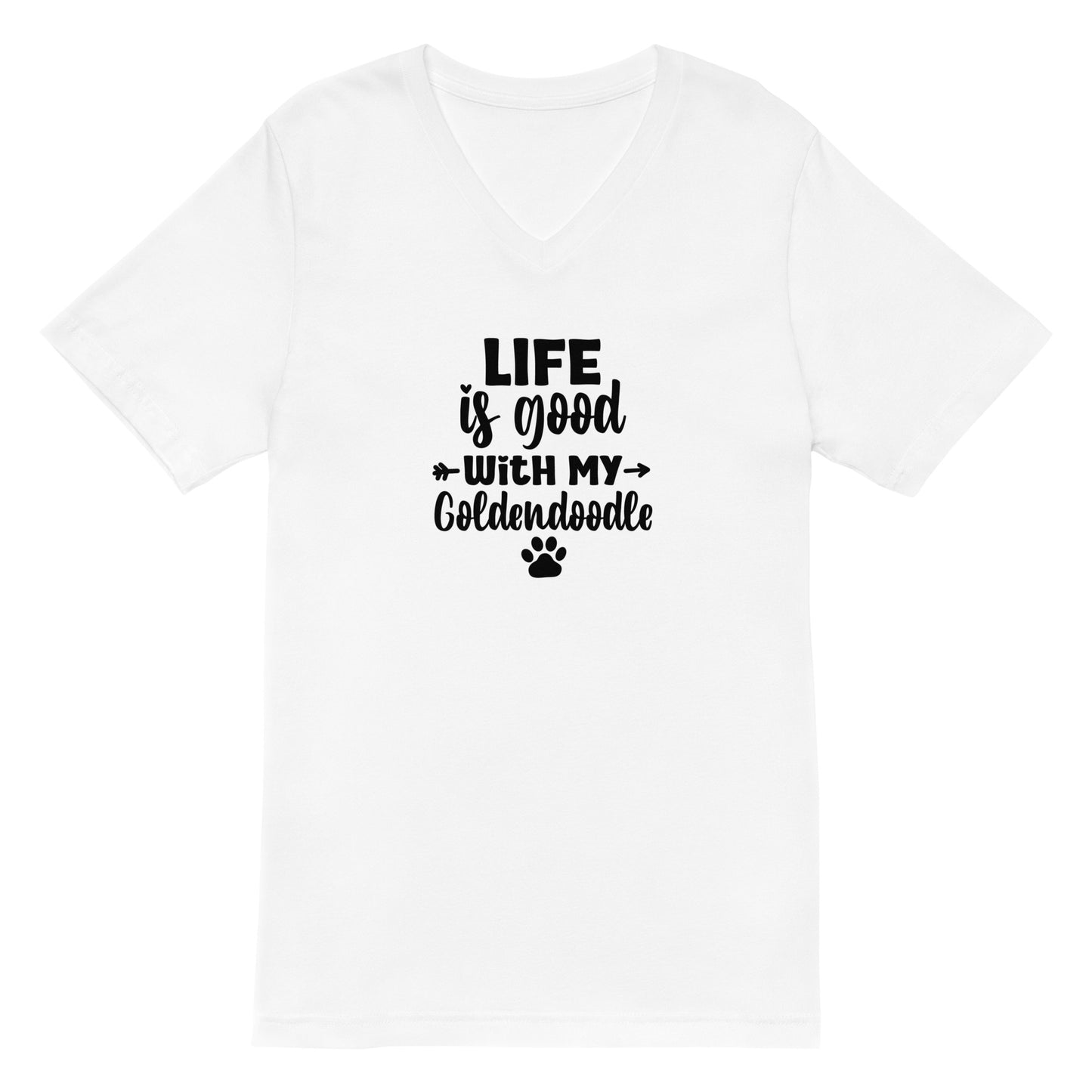 Life is Good Goldendoodle Unisex Short Sleeve V Neck T Shirt