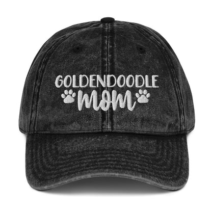 Goldendoodle Mom - Paw Print on Back - Embroidered Vintage Cotton Twill Cap