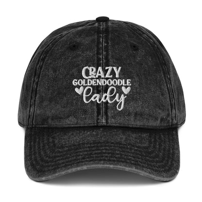 Crazy Goldendoodle Lady - Paw Print on Back - Vintage Cotton Twill Cap