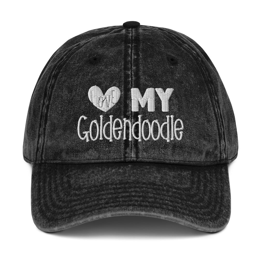 Love My Goldendoodle Embroidered Vintage Cotton Twill Cap