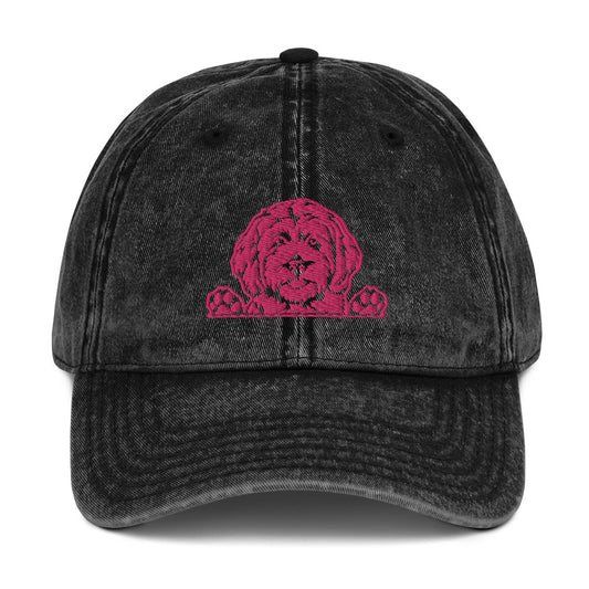 Doodle Pink Embroidered Vintage Cotton Twill Cap