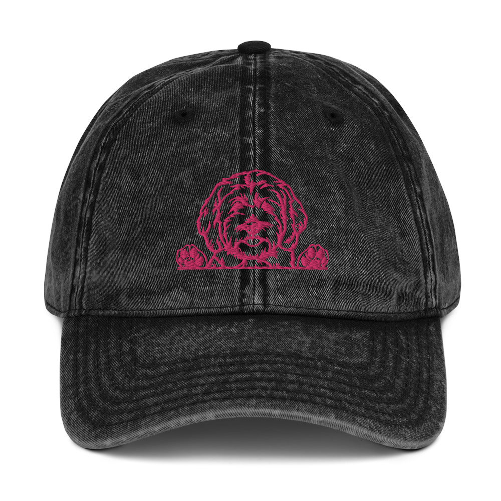 Dood Embroidered Vintage Cotton Twill Cap - Pink