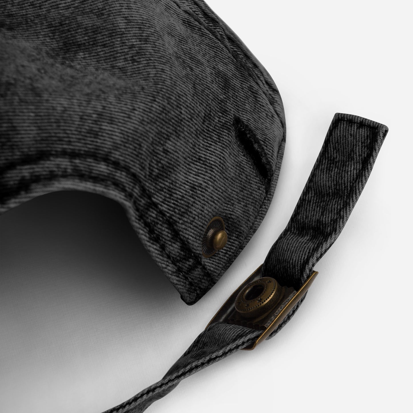 Black Doodle Embroidered Vintage Cotton Twill Cap