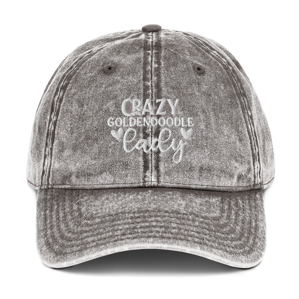 Crazy Goldendoodle Lady - Paw Print on Back - Vintage Cotton Twill Cap