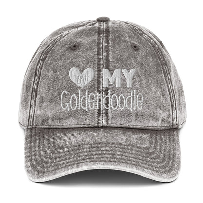 Love My Goldendoodle Embroidered Vintage Cotton Twill Cap