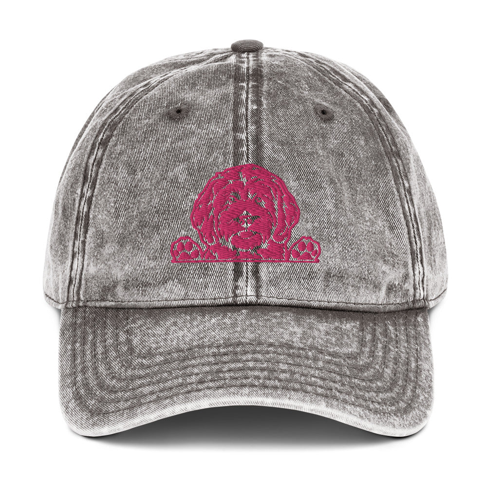 Doodle Pink Embroidered Vintage Cotton Twill Cap