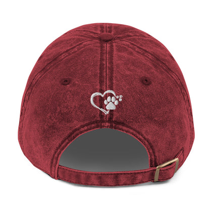 Easily Distracted by Dogs - Paw Print on Back - Embroidered Vintage Cotton Twill Cap