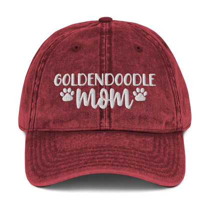 Goldendoodle Mom - Paw Print on Back - Embroidered Vintage Cotton Twill Cap