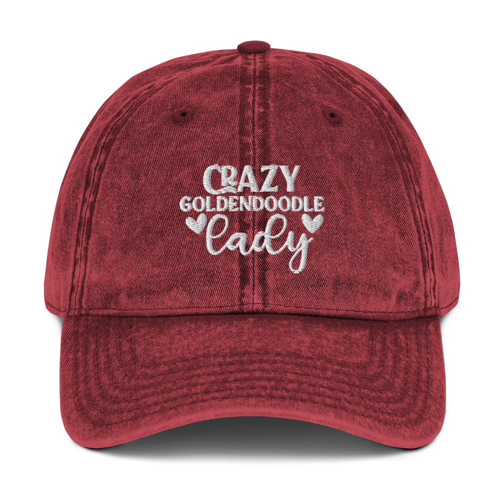 Crazy Goldendoodle Lady - Paw Print on Back - Vintage Cotton Twill Cap