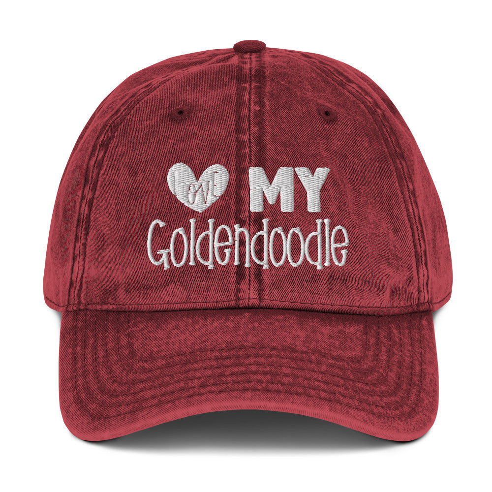 Love My Goldendoodle Embroidered Vintage Cotton Twill Cap