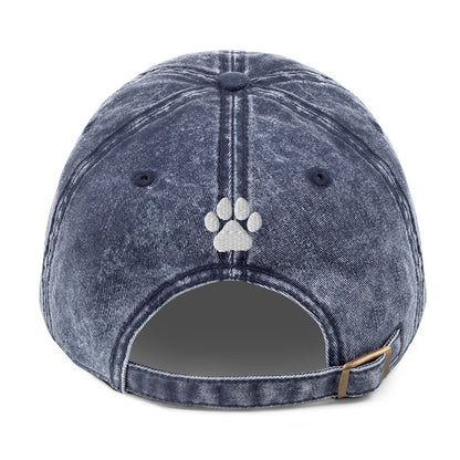 I Love My Doodle - Paw Print on Back - Embroidered Vintage Cotton Twill Cap