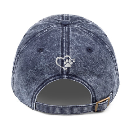 Easily Distracted by Dogs - Paw Print on Back - Embroidered Vintage Cotton Twill Cap