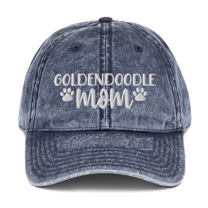 Goldendoodle Mom - Paw Print on Back - Embroidered Vintage Cotton Twill Cap