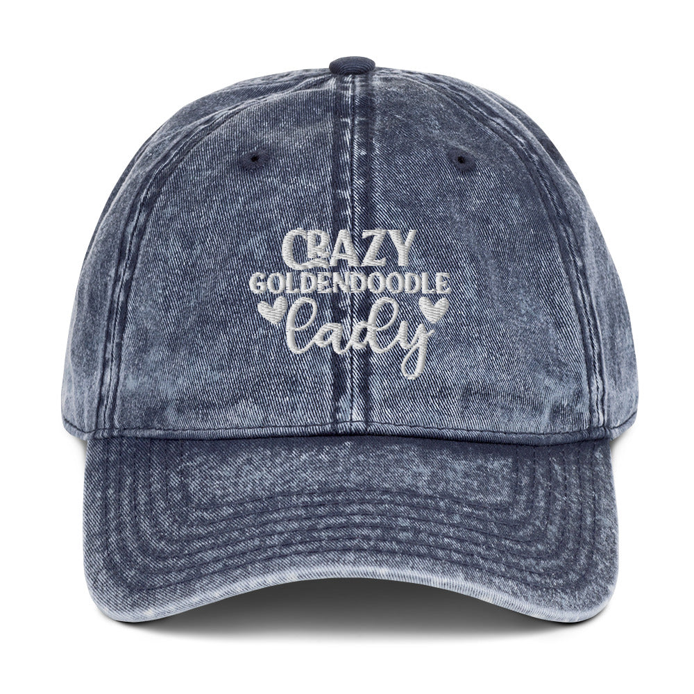 Crazy Goldendoodle Lady - Paw Print on Back - Vintage Cotton Twill Cap