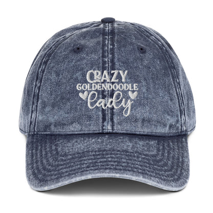 Crazy Goldendoodle Lady - Paw Print on Back - Vintage Cotton Twill Cap