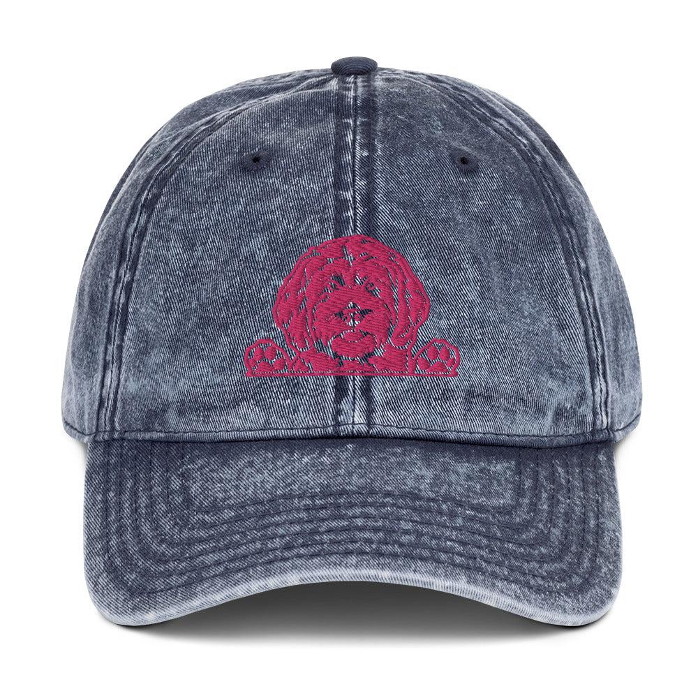 Doodle Pink Embroidered Vintage Cotton Twill Cap